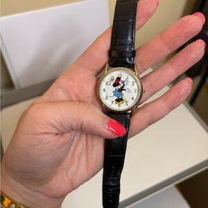 Disney Minnie Mouse Black Strap Watch with Colorful Dial